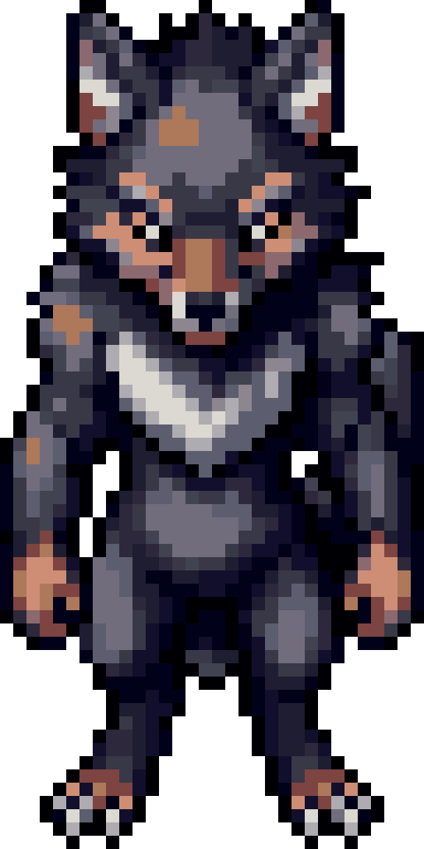 Anthro Wolf with Black Fur pixel art