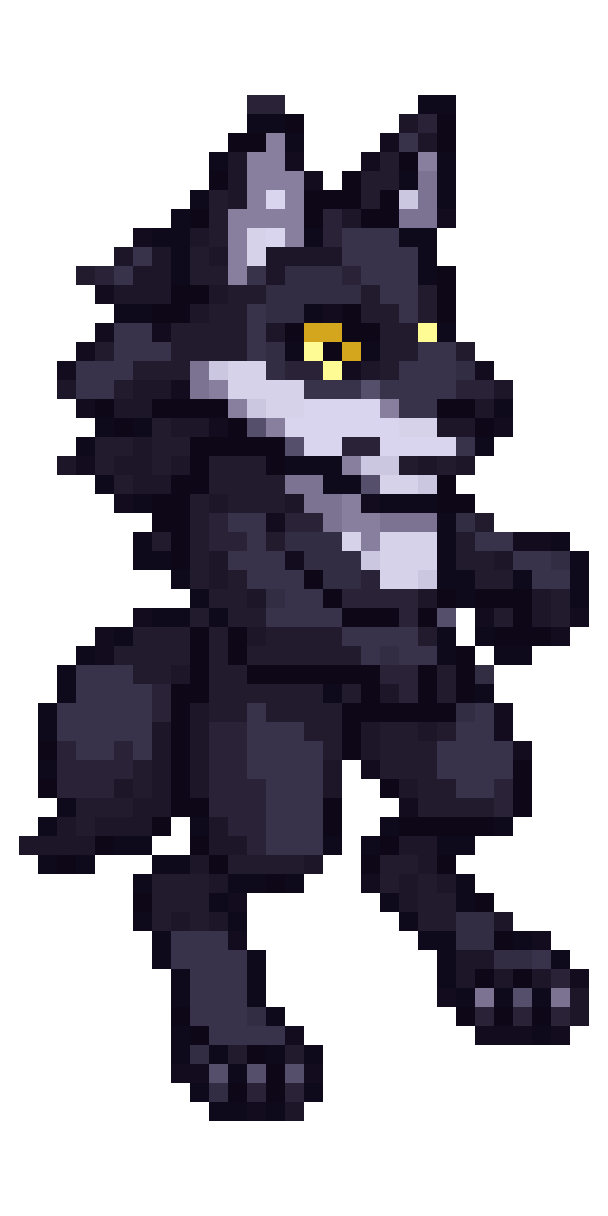 Anthro Wolf with Black Fur pixel art