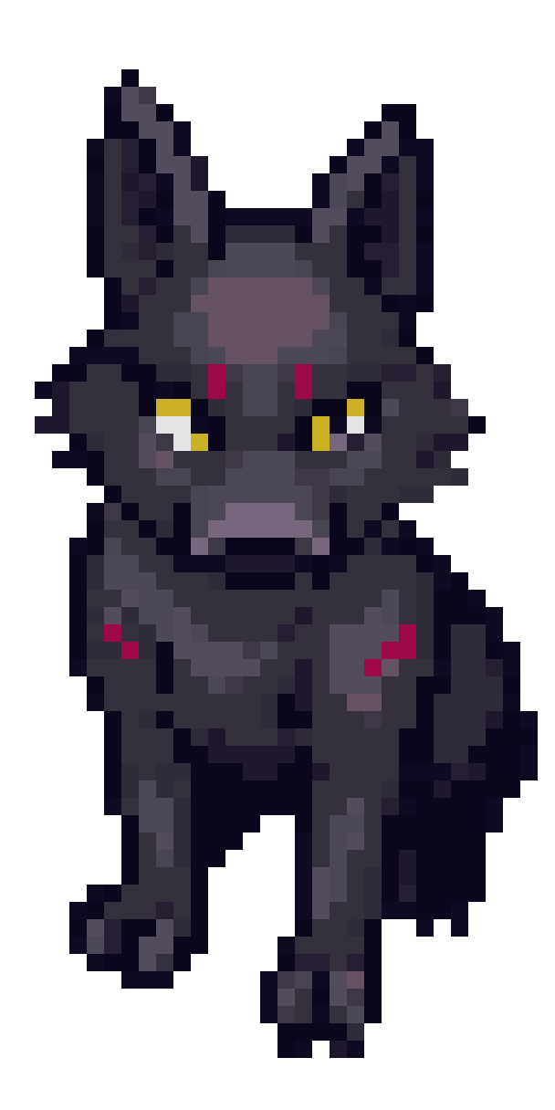 male anthro wolf with black fur pixel art