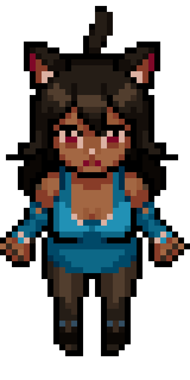 catgirl in blue leotard pixel art