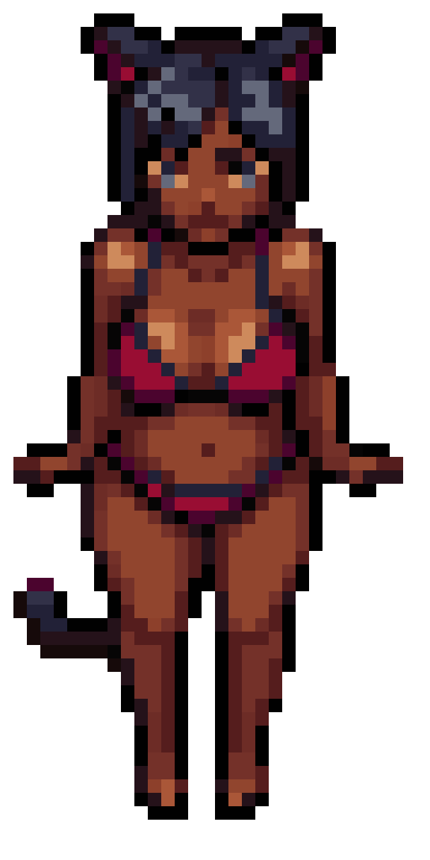 catgirl in red bikini pixel art