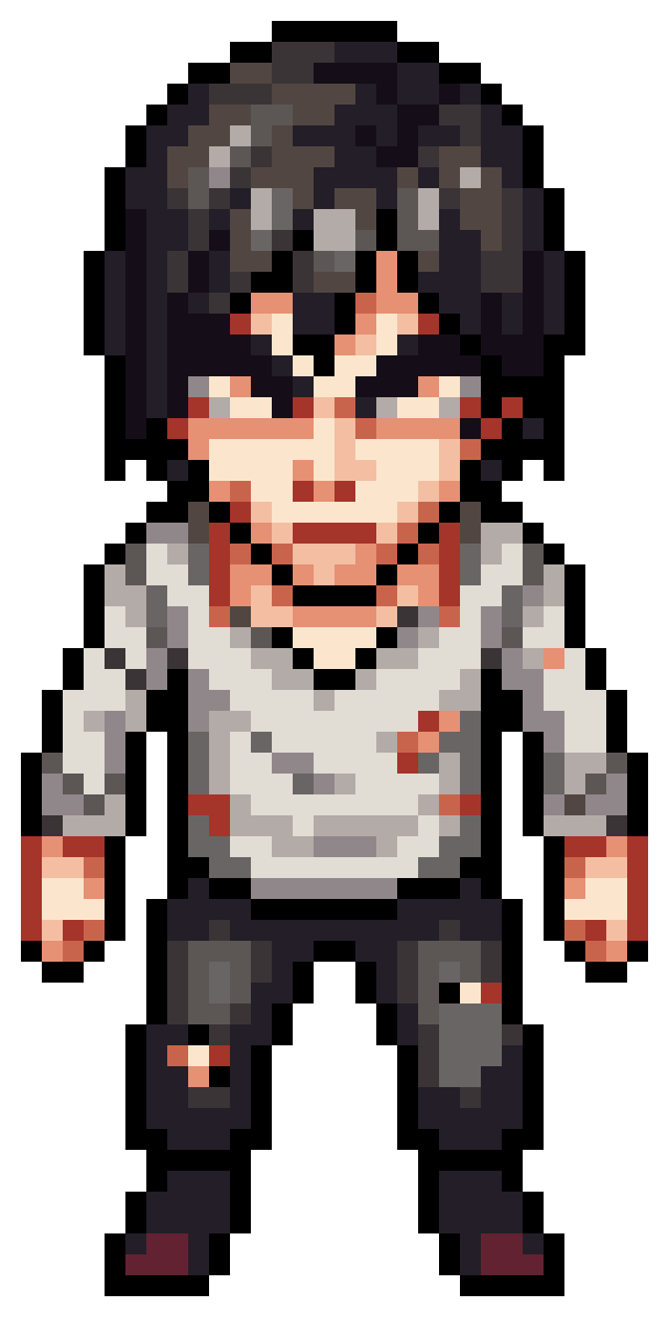 tall man with yellow eyes pixel art