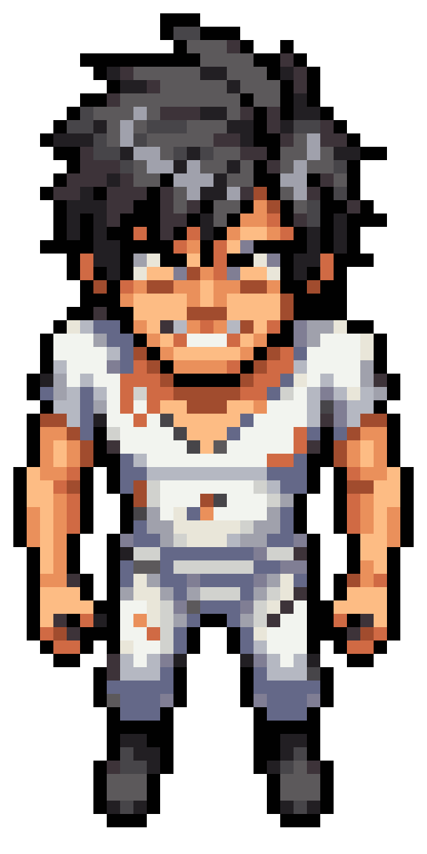 tall man with yellow eyes pixel art