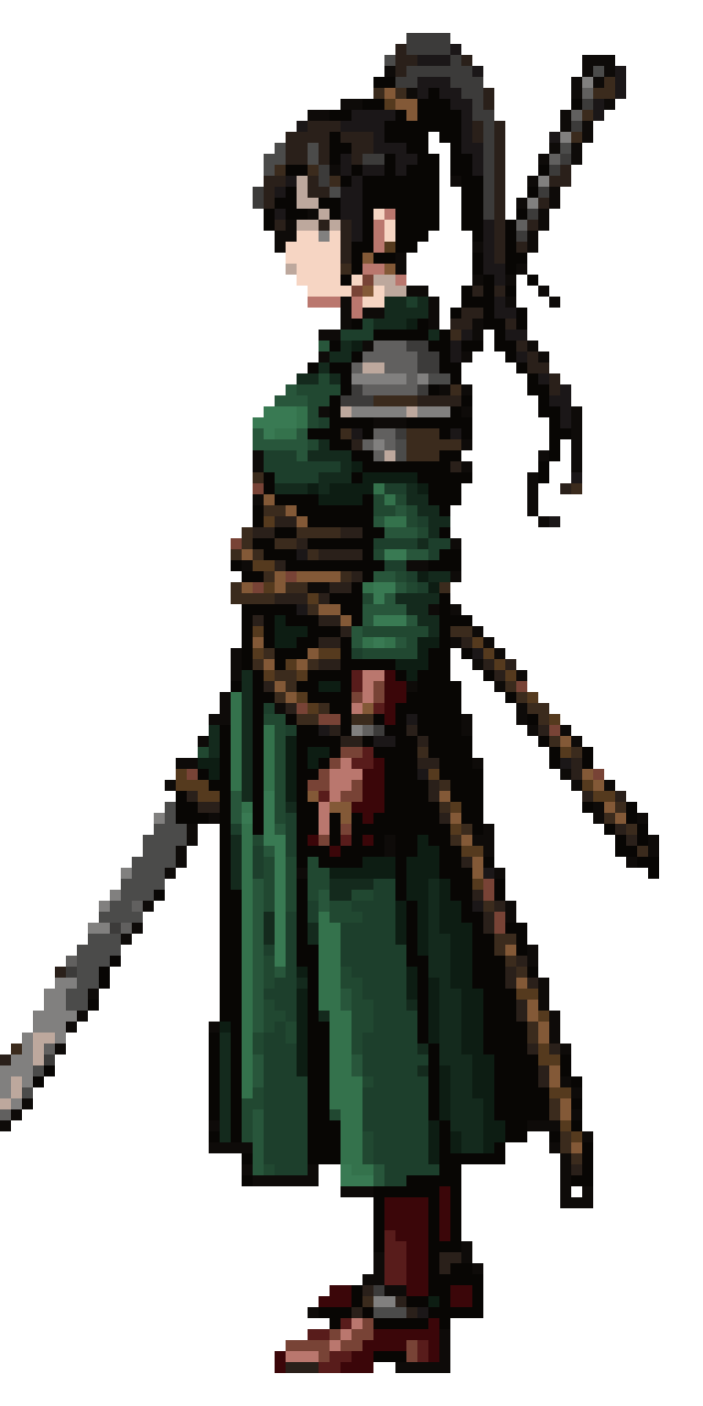 Female samurai era anime warrior pixel art