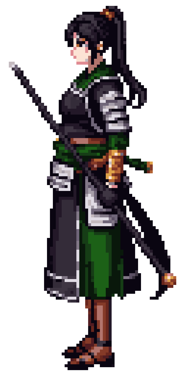 Female samurai era anime warrior pixel art