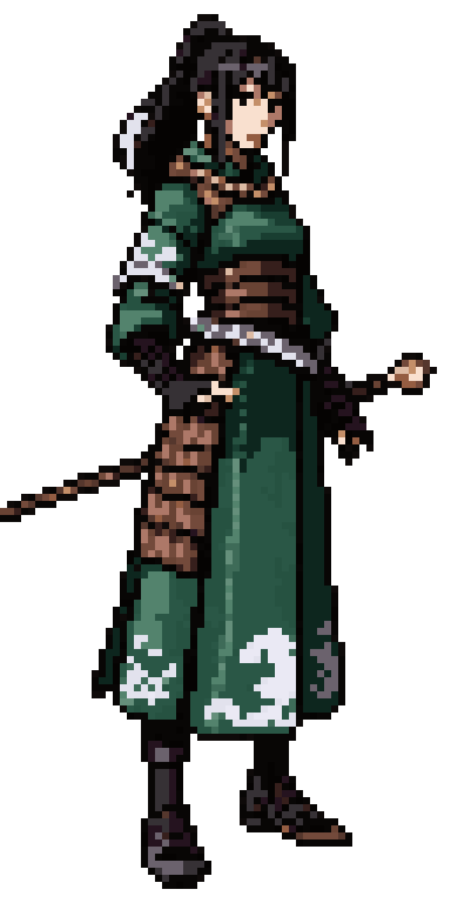 Female samurai era anime warrior pixel art
