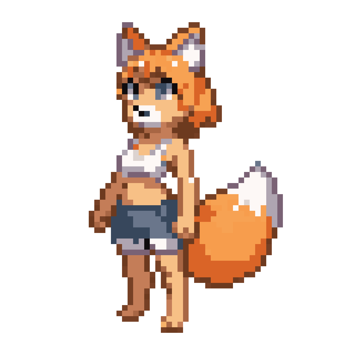 cute anthropomorphic fox girl pixel art