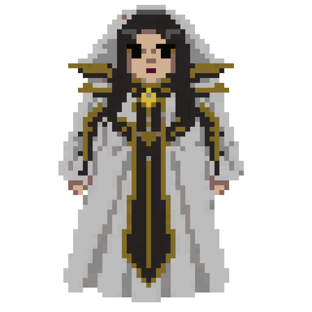 Full-body anime character design of pixel art