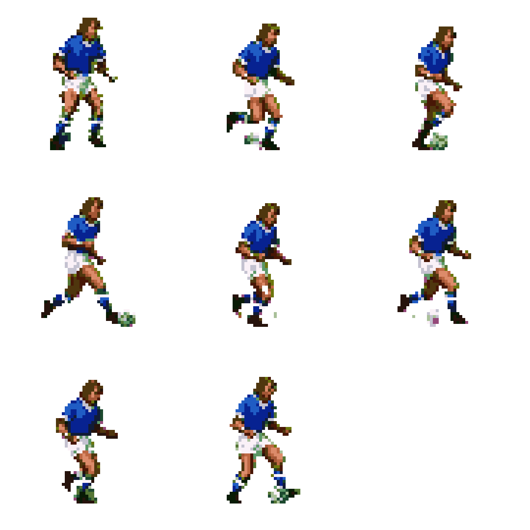Soccer Player Dribbling Running pixel art
