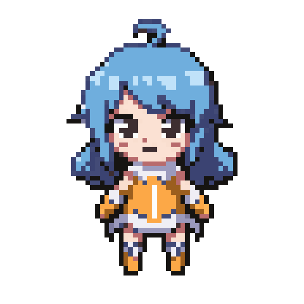 Cute Blue-Haired Fantasy Hero pixel art