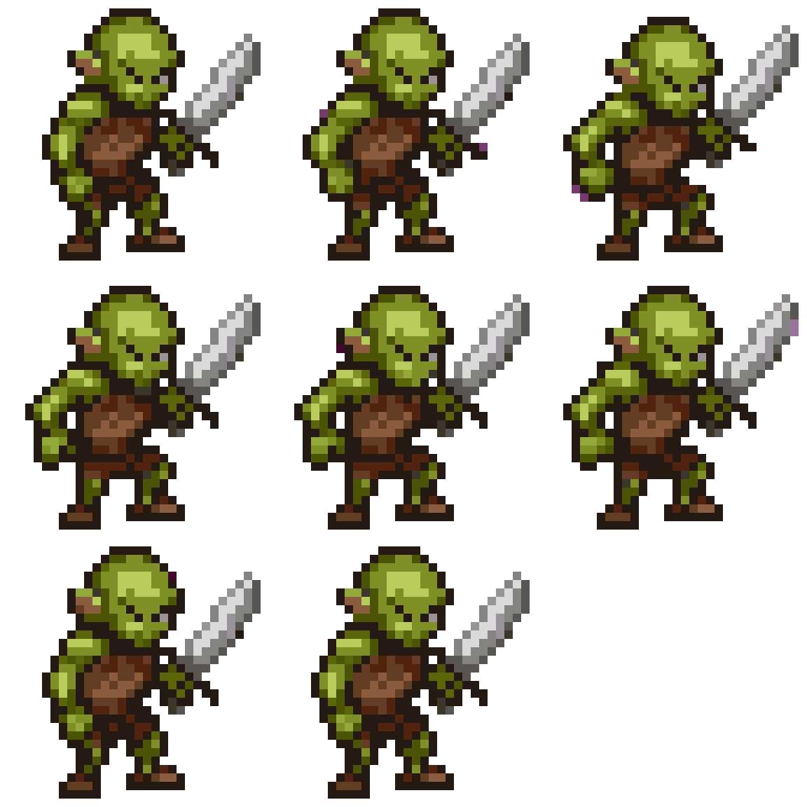 Small Green Goblin Soldier Idle pixel art