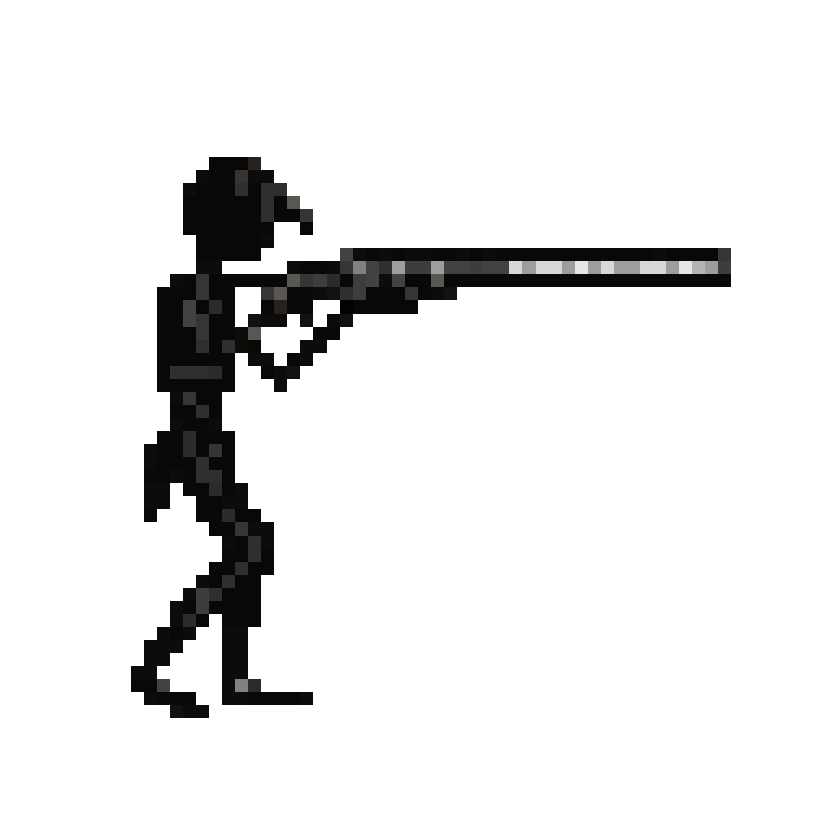 stick man shooting rifle pixel art