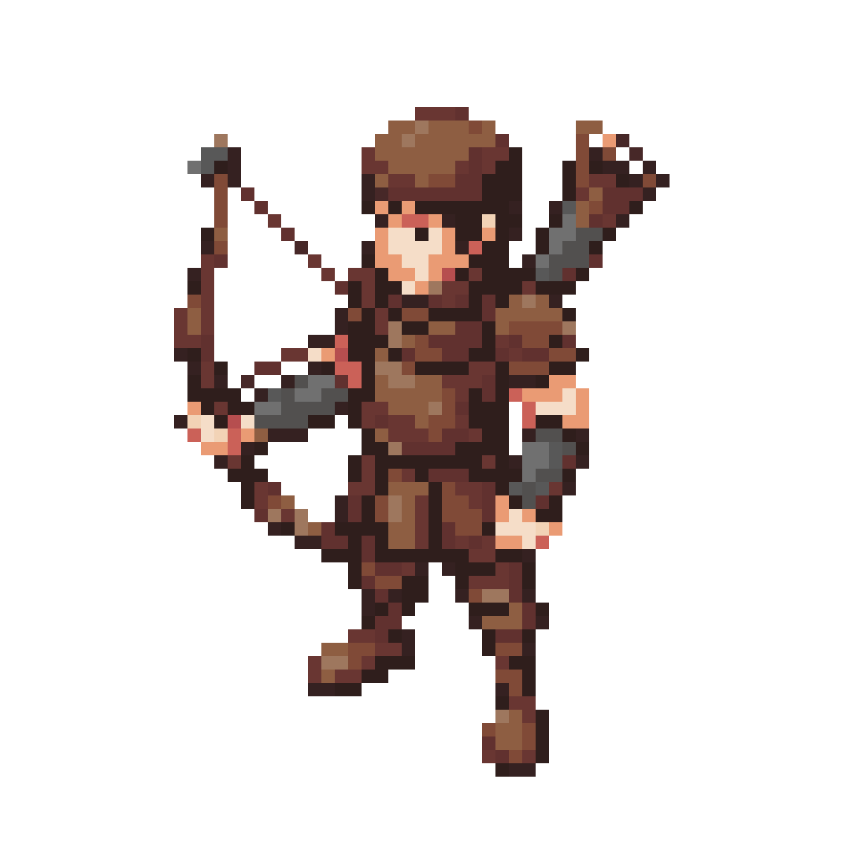 Medieval Archer in Brown Clothes pixel art
