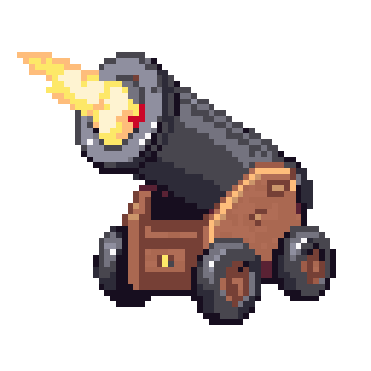 cannon shooting sprite and cannonball pixel art