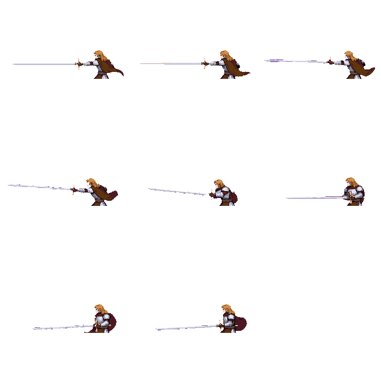 Medieval Knight With Sword Attacking pixel art