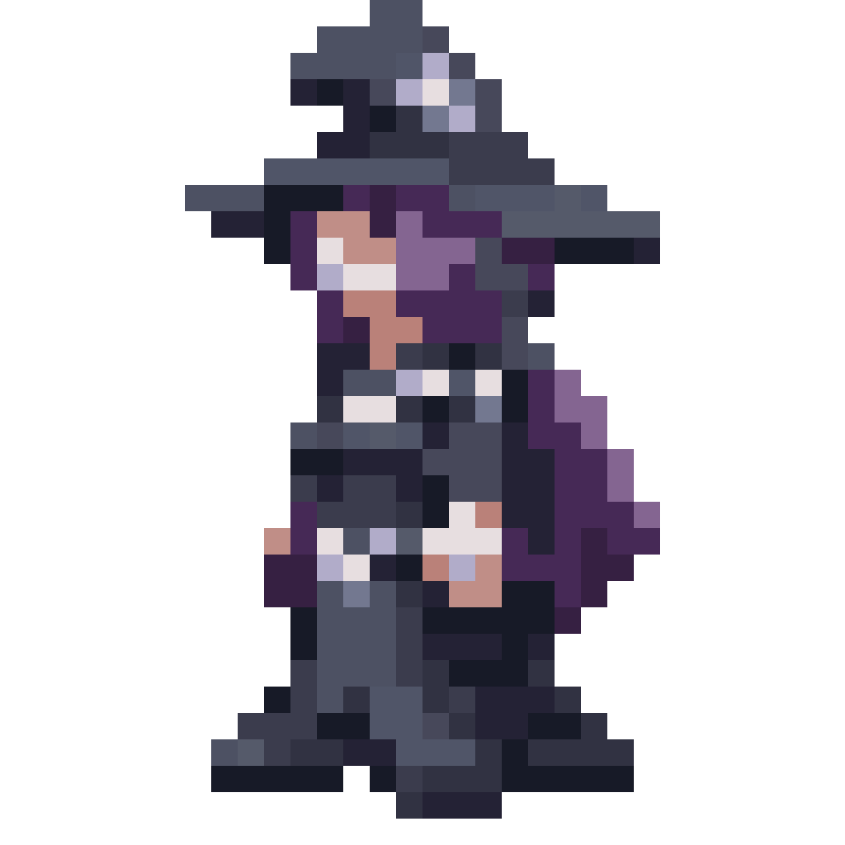 black mage character with pointed hat pixel art