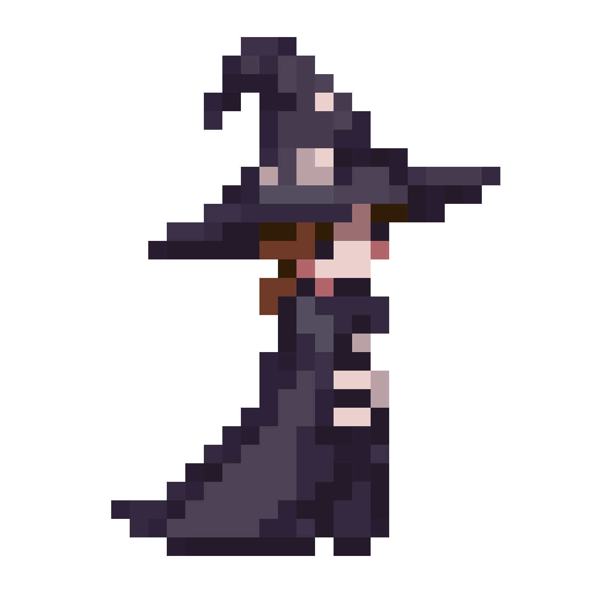 black mage character with pointed hat pixel art