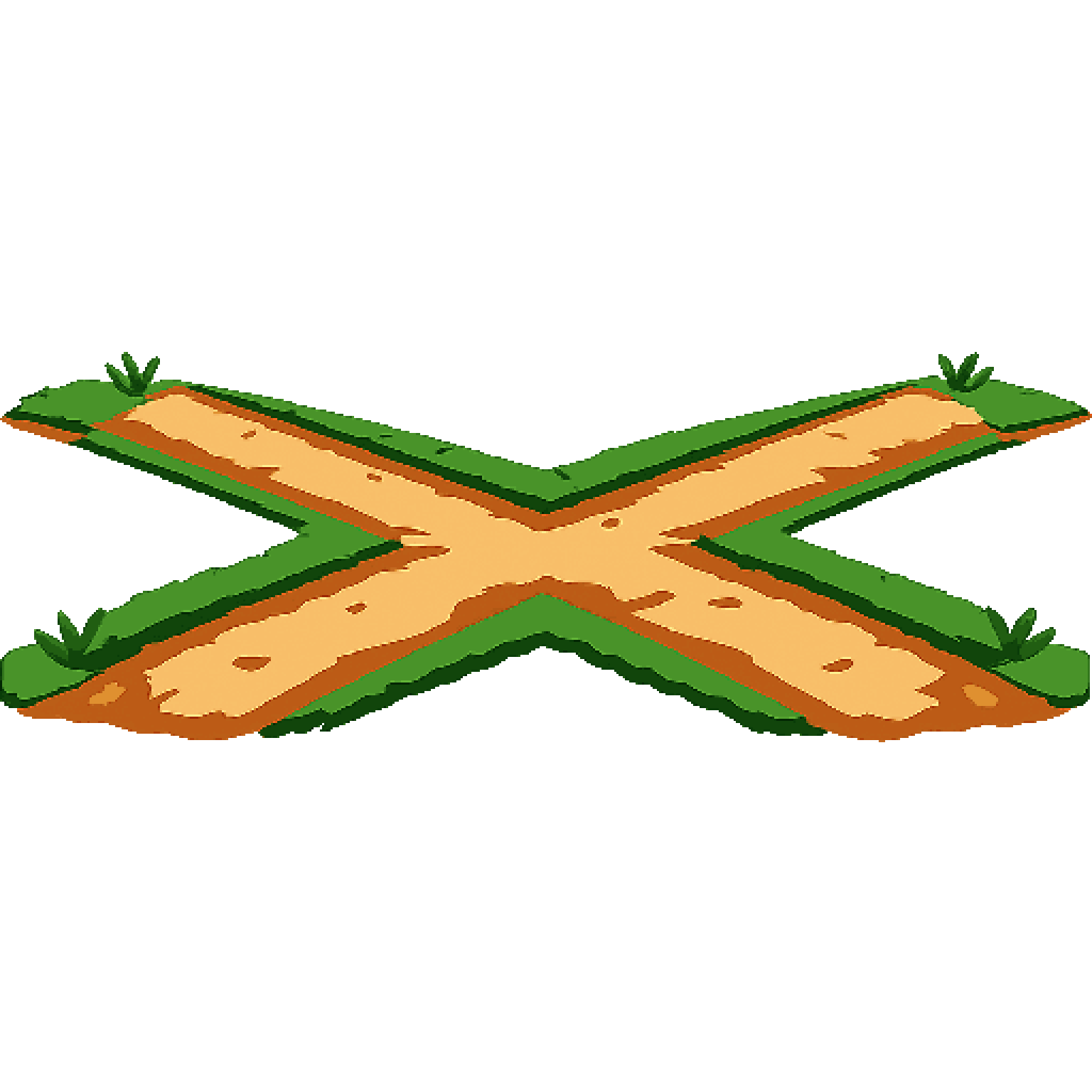 Grass and Dirt Path Crossroads pixel art