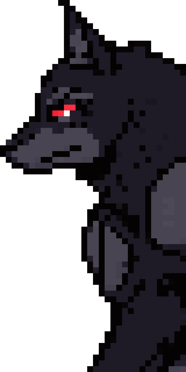 werewolf in dark armor pixel art