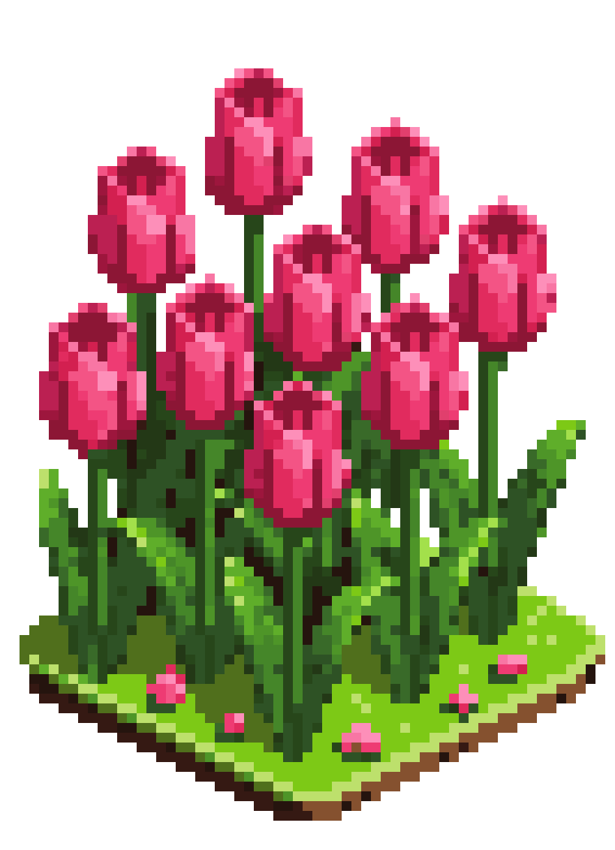 Field of Pink Tulips pixel art