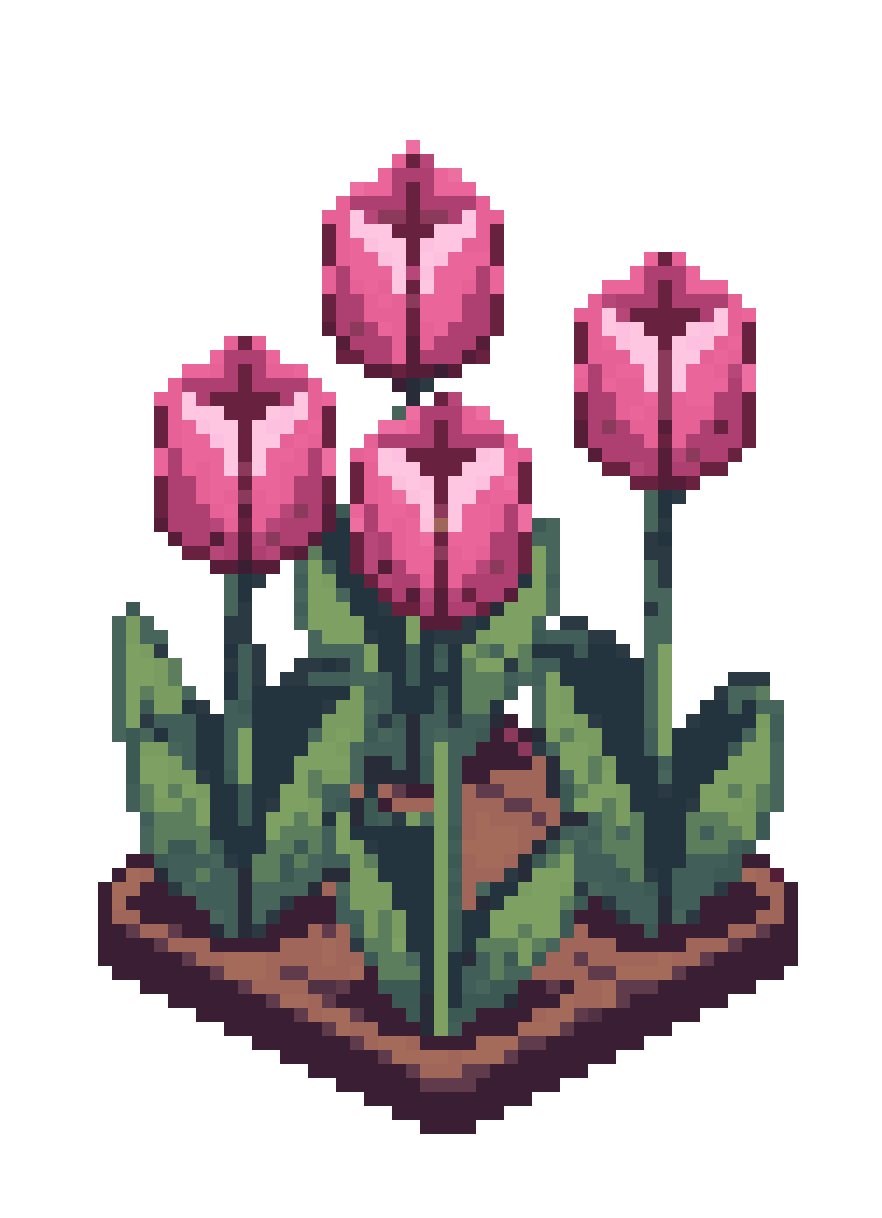 Field of Pink Tulips pixel art