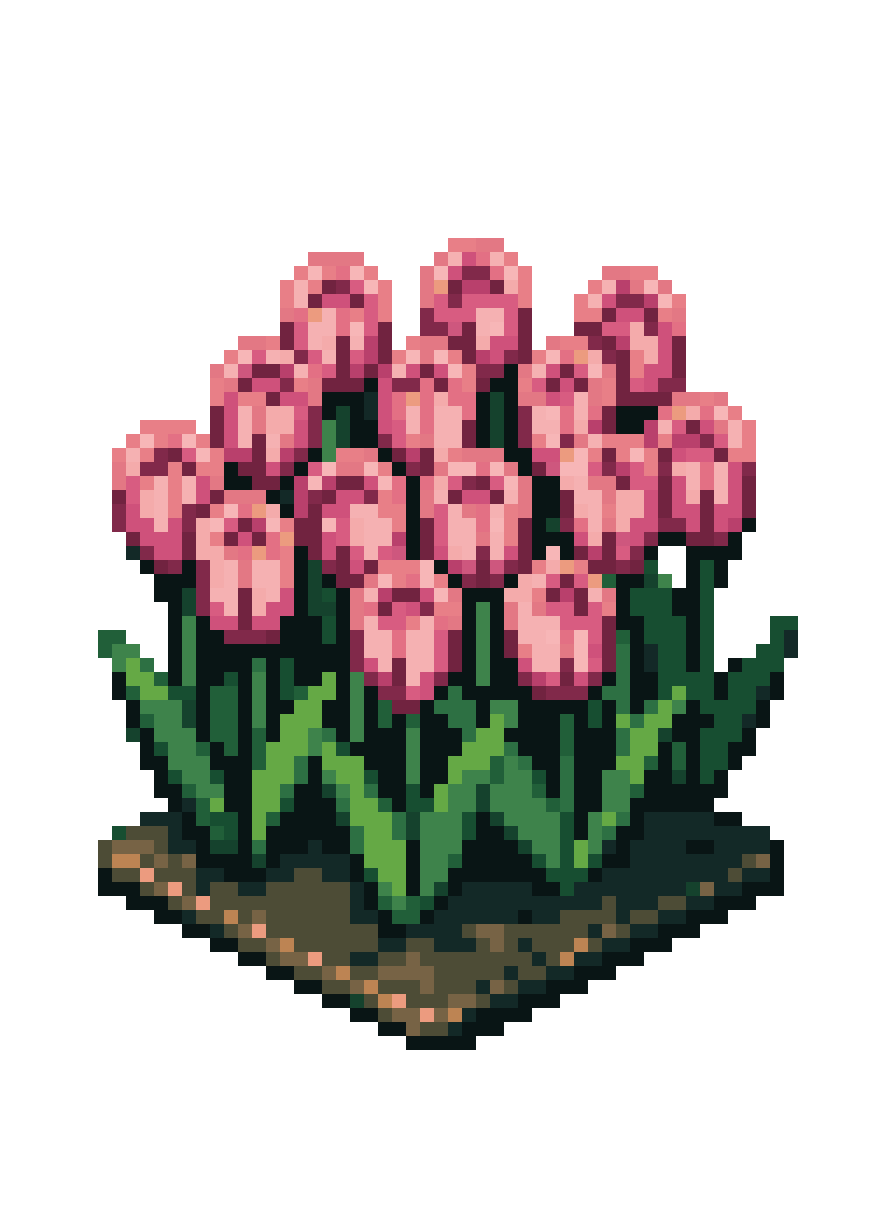 Field of Pink Tulips pixel art