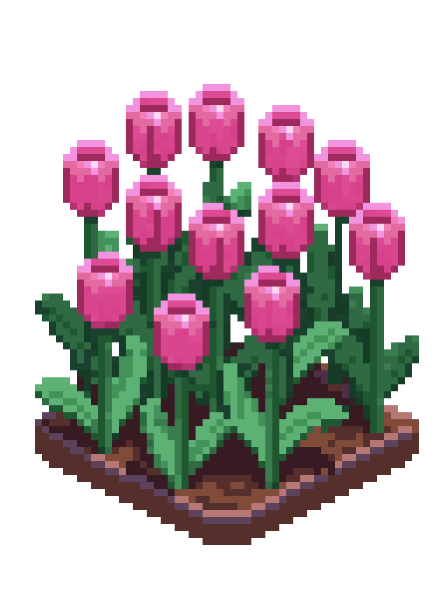 Field of Pink Tulips pixel art