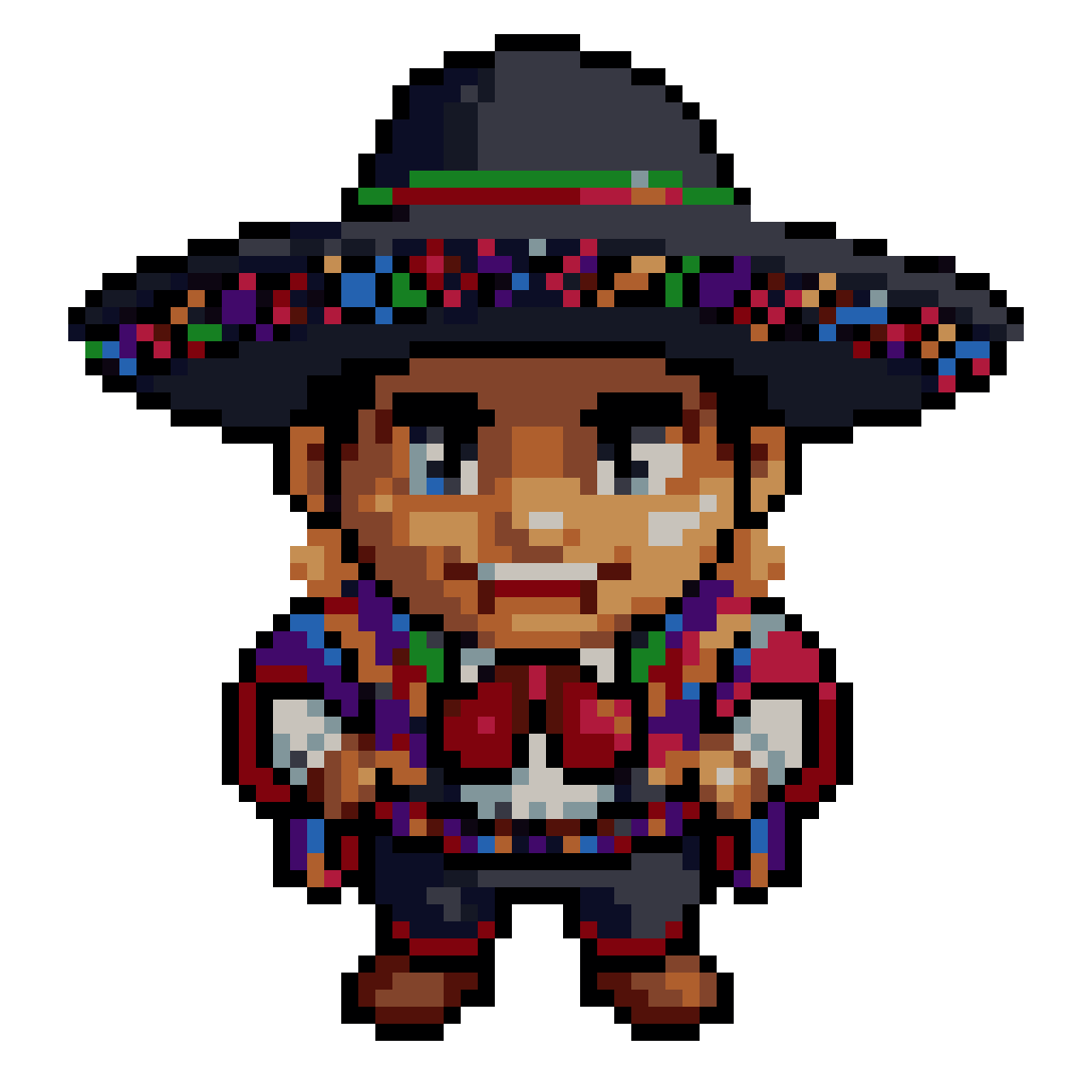 Mexican boy in traditional clothing pixel art