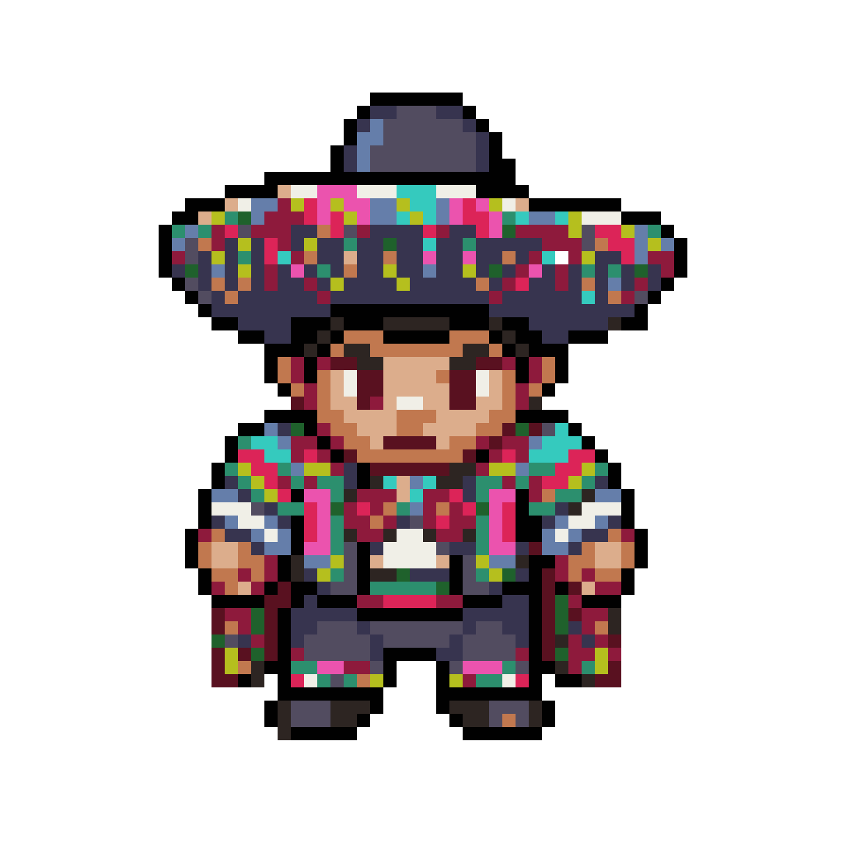 Mexican boy in traditional clothing pixel art