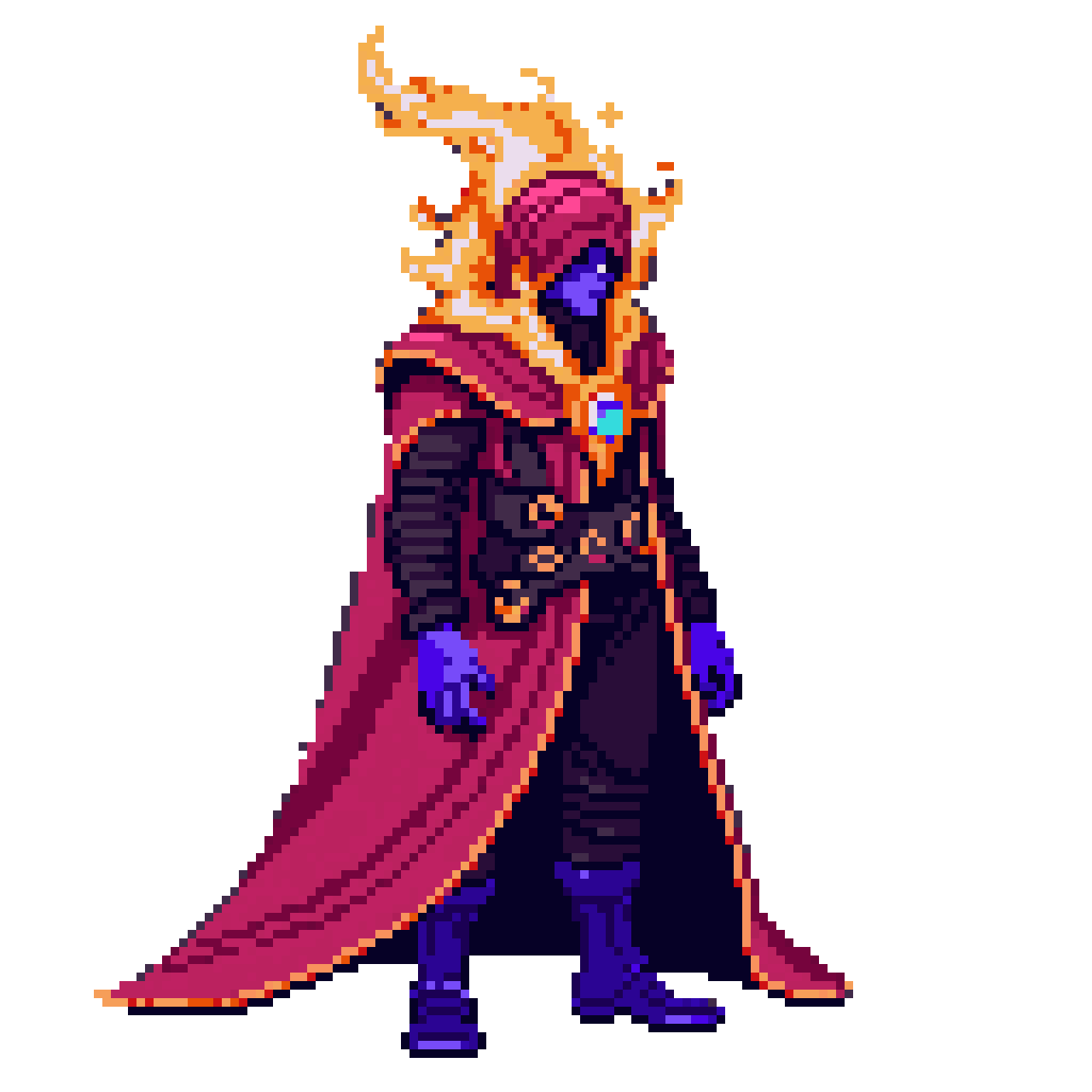 Fire Wizard with Neon Music pixel art