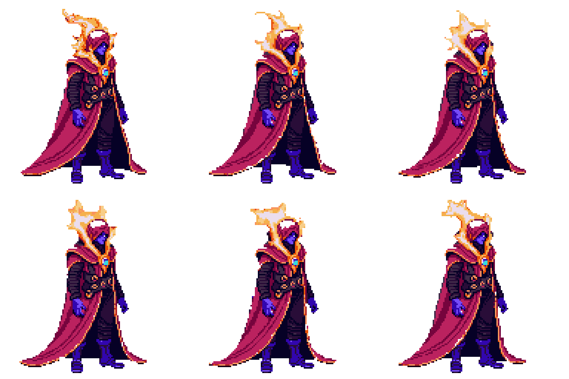 Fire Wizard with Neon Music Idle pixel art