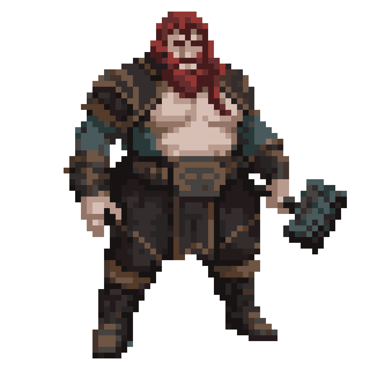 Large Norse Man Holding Hammer pixel art