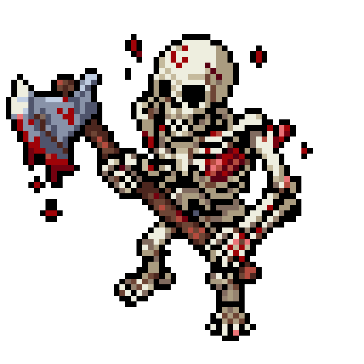 Spooky Skeleton with Axe pixel art
