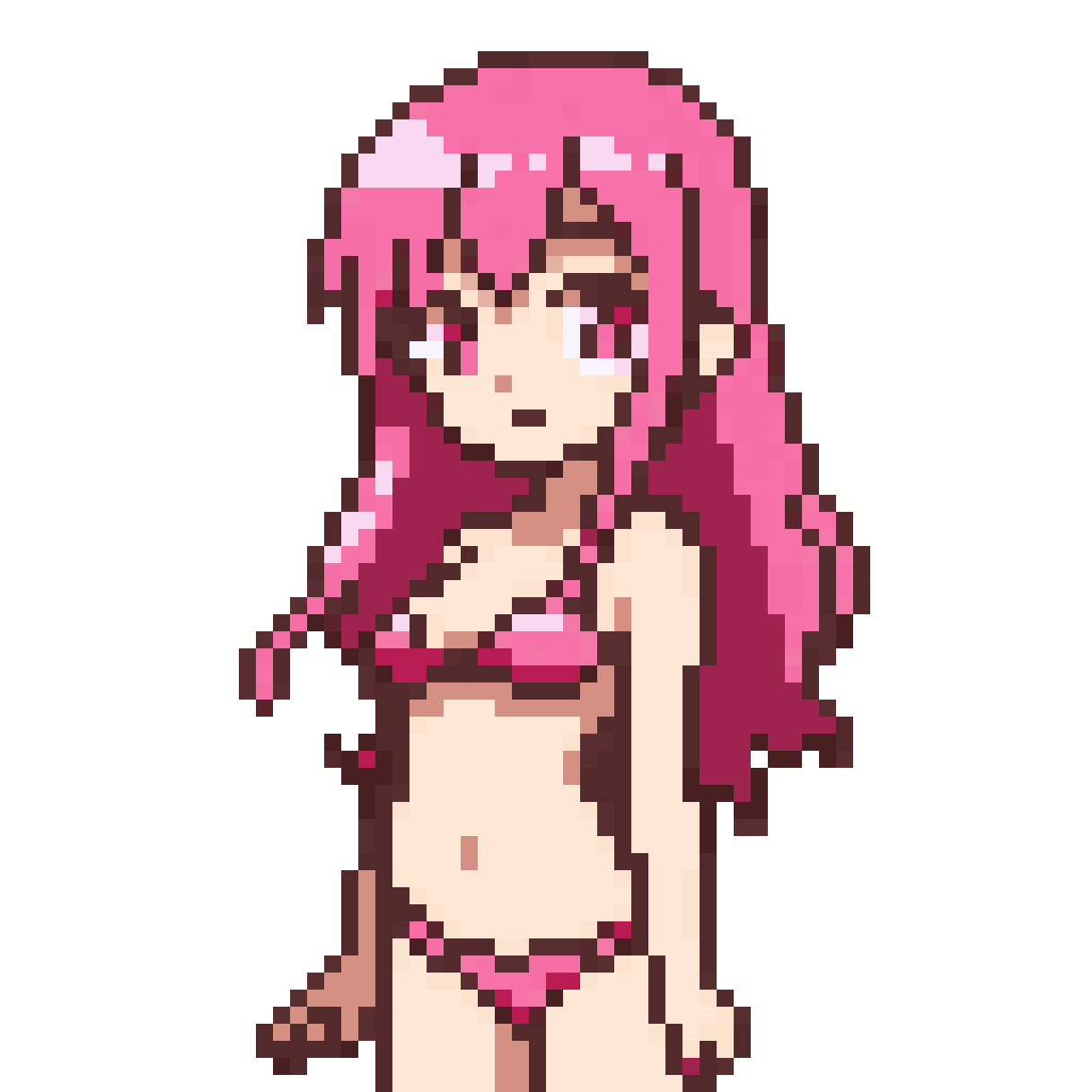 cute anime girl in pink bikini pixel art