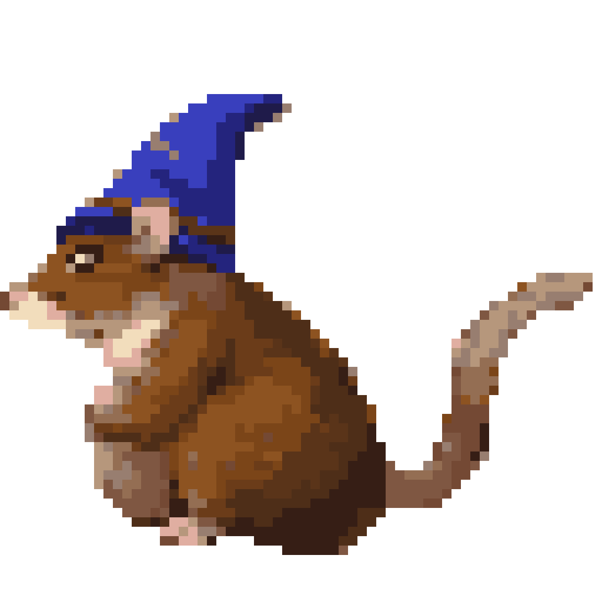 brown wizard rat, blue wizard pixel art