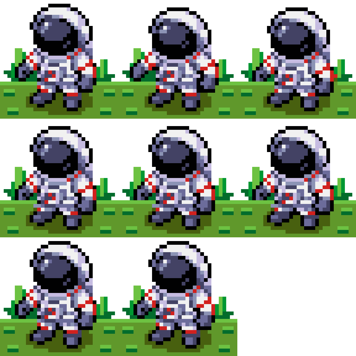 top down astronaut pixel art sprite Idle pixel art