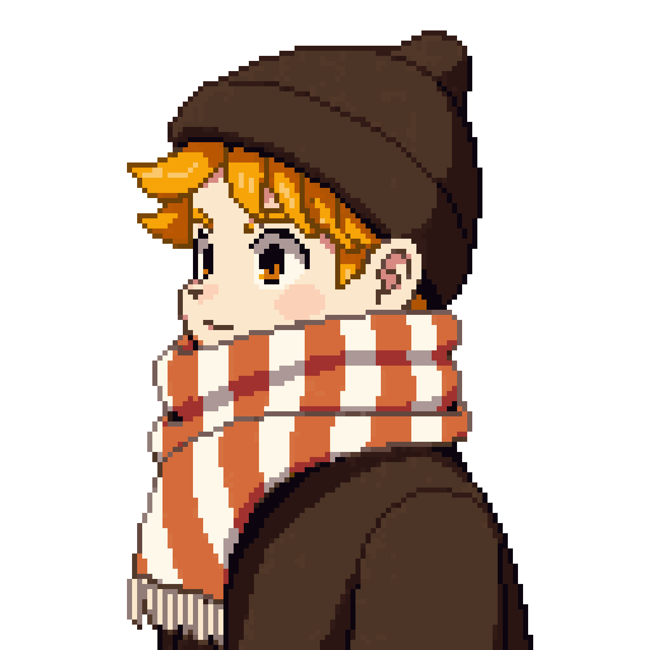 the teenage boy with a pixel art