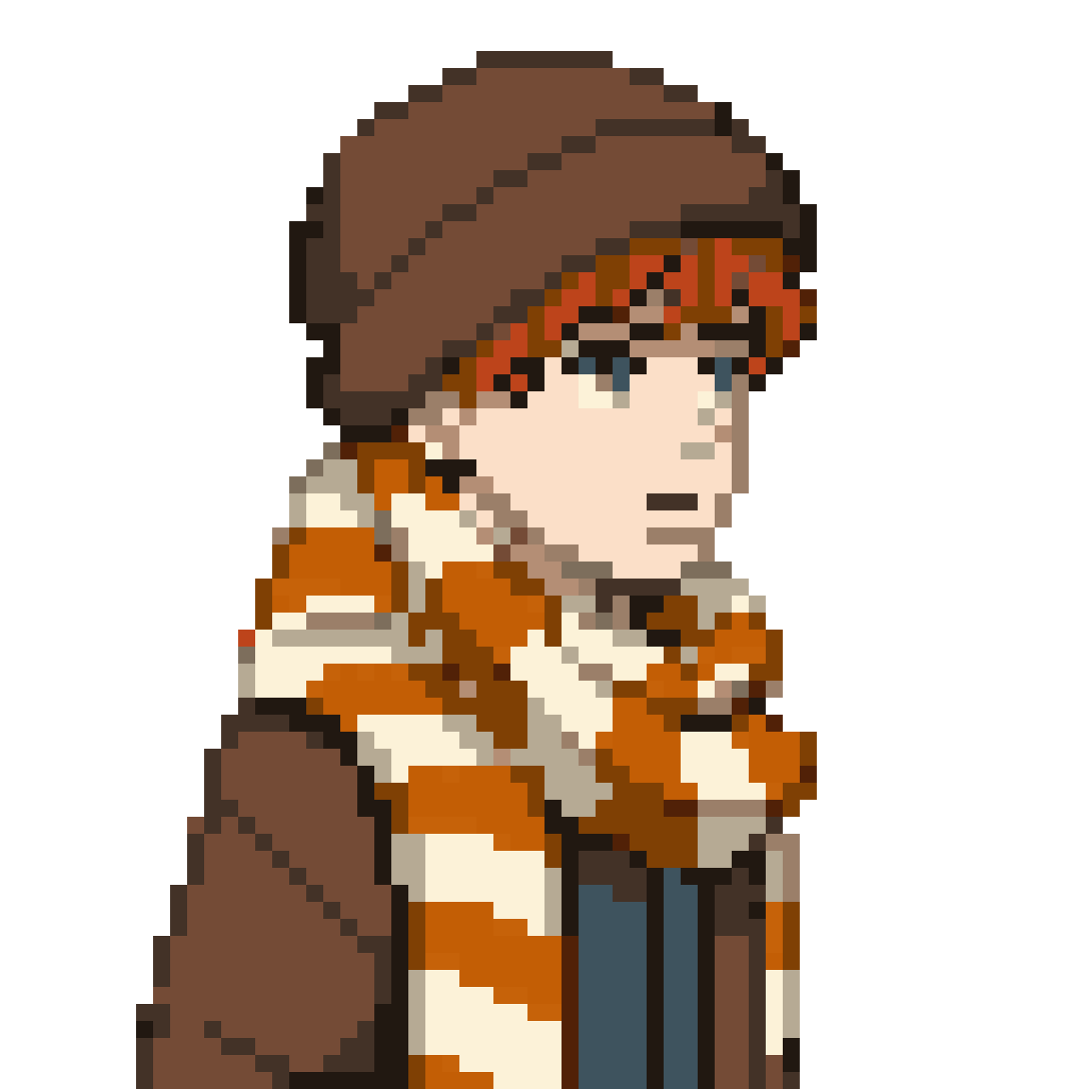 Teenage Boy in Brown Jacket pixel art