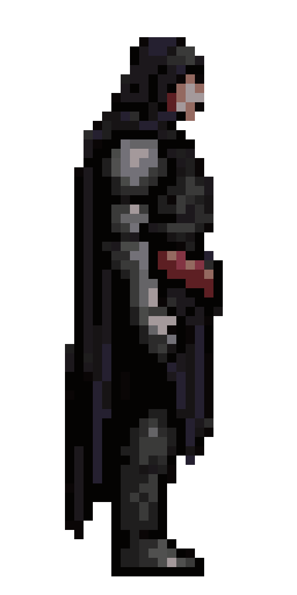 Dark fantasy knight, templar, facing pixel art