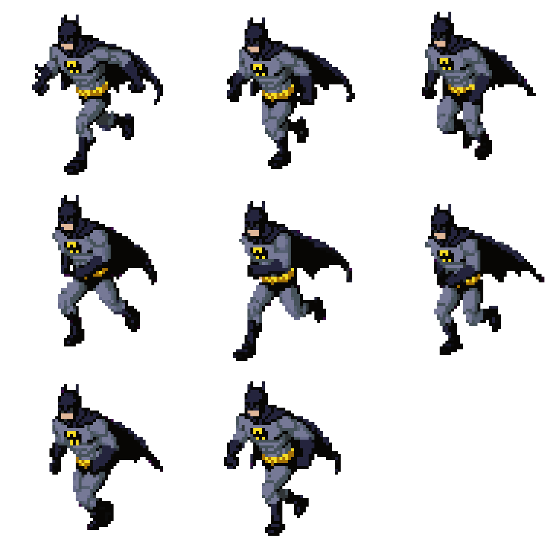 Batman Running Walking pixel art