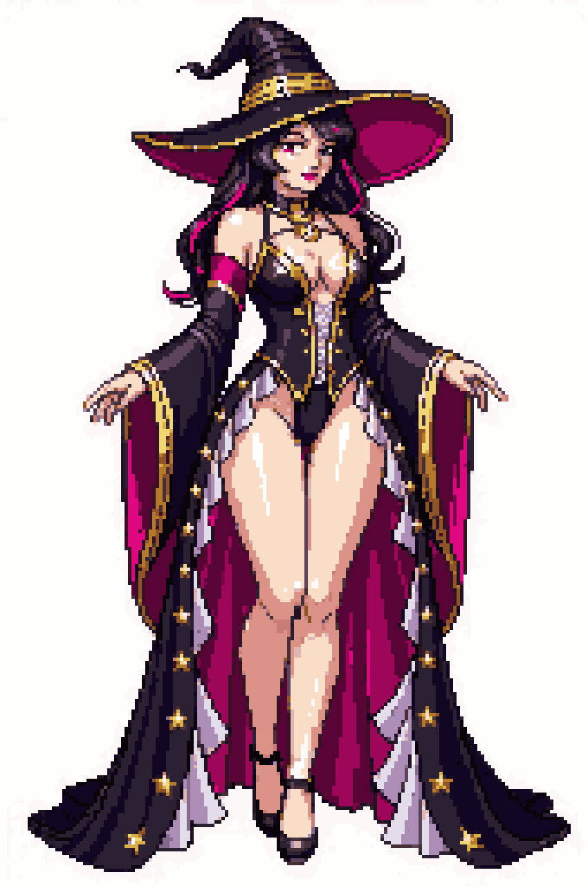 stunning magical girl sorceress pixel art