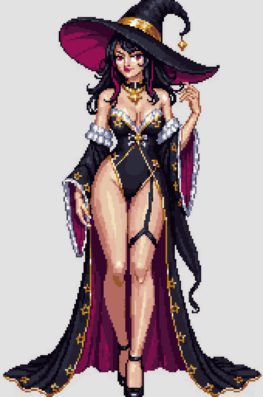 Stunning Mature Magical Girl Sorceress pixel art