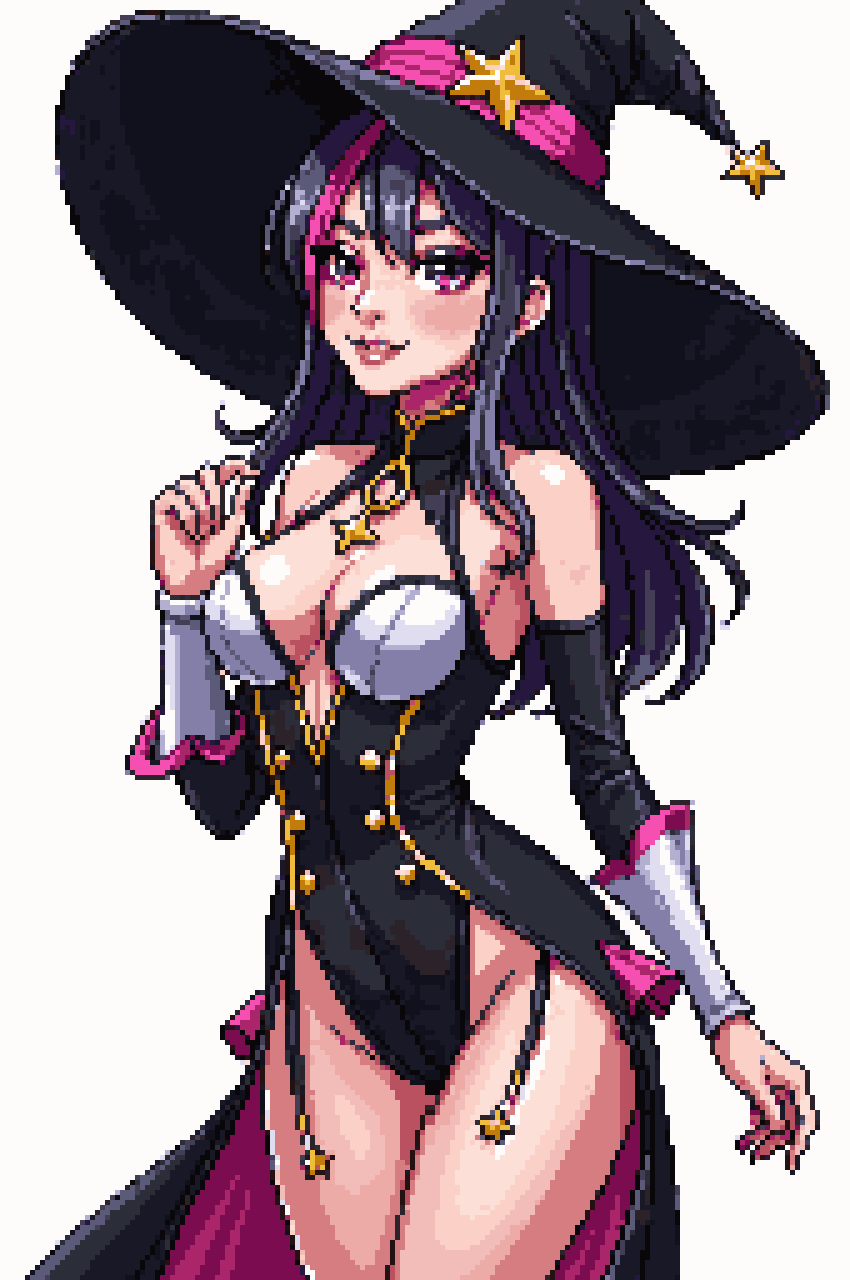 stunning magical girl sorceress pixel art