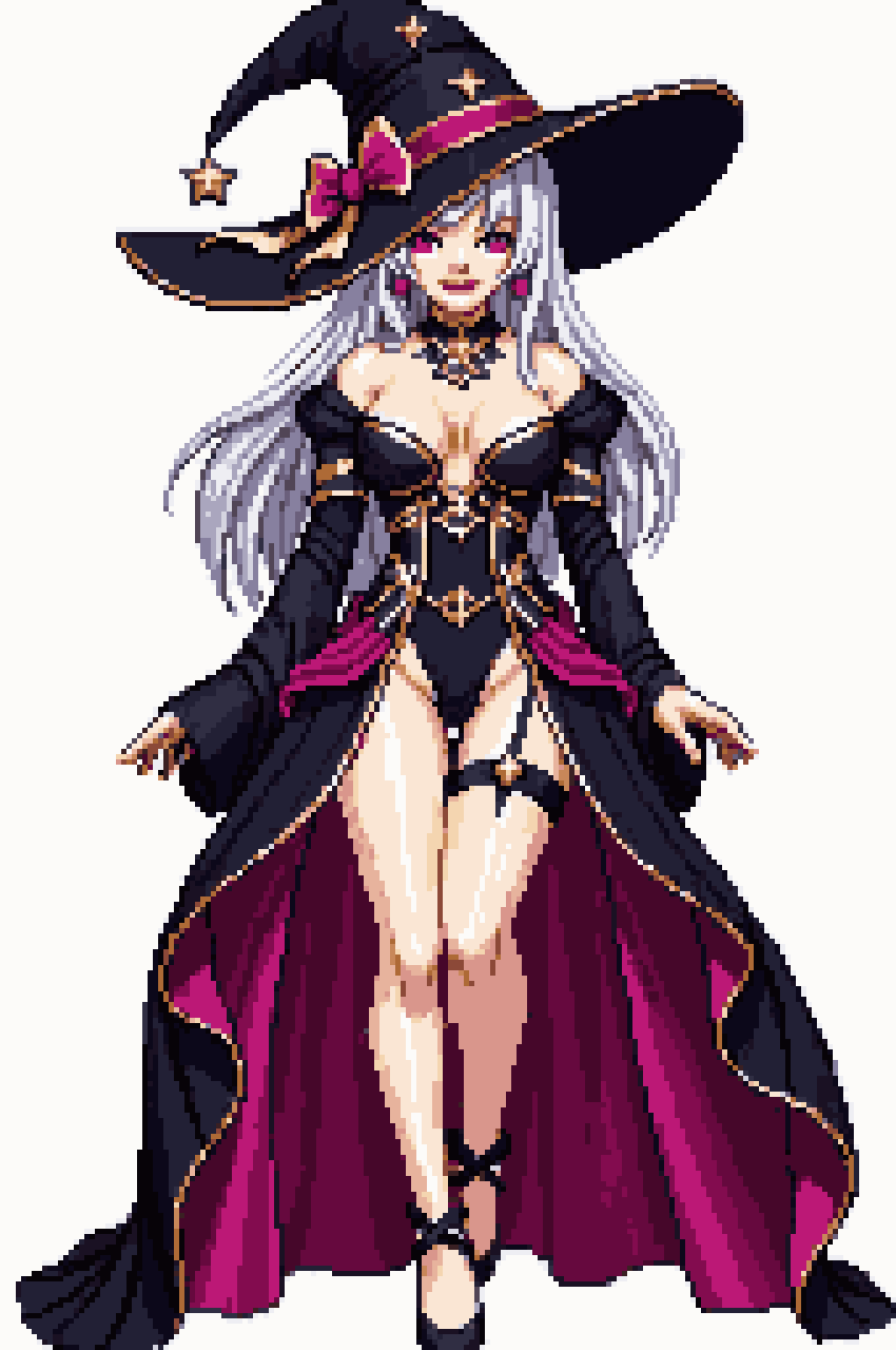 stunning magical girl sorceress pixel art