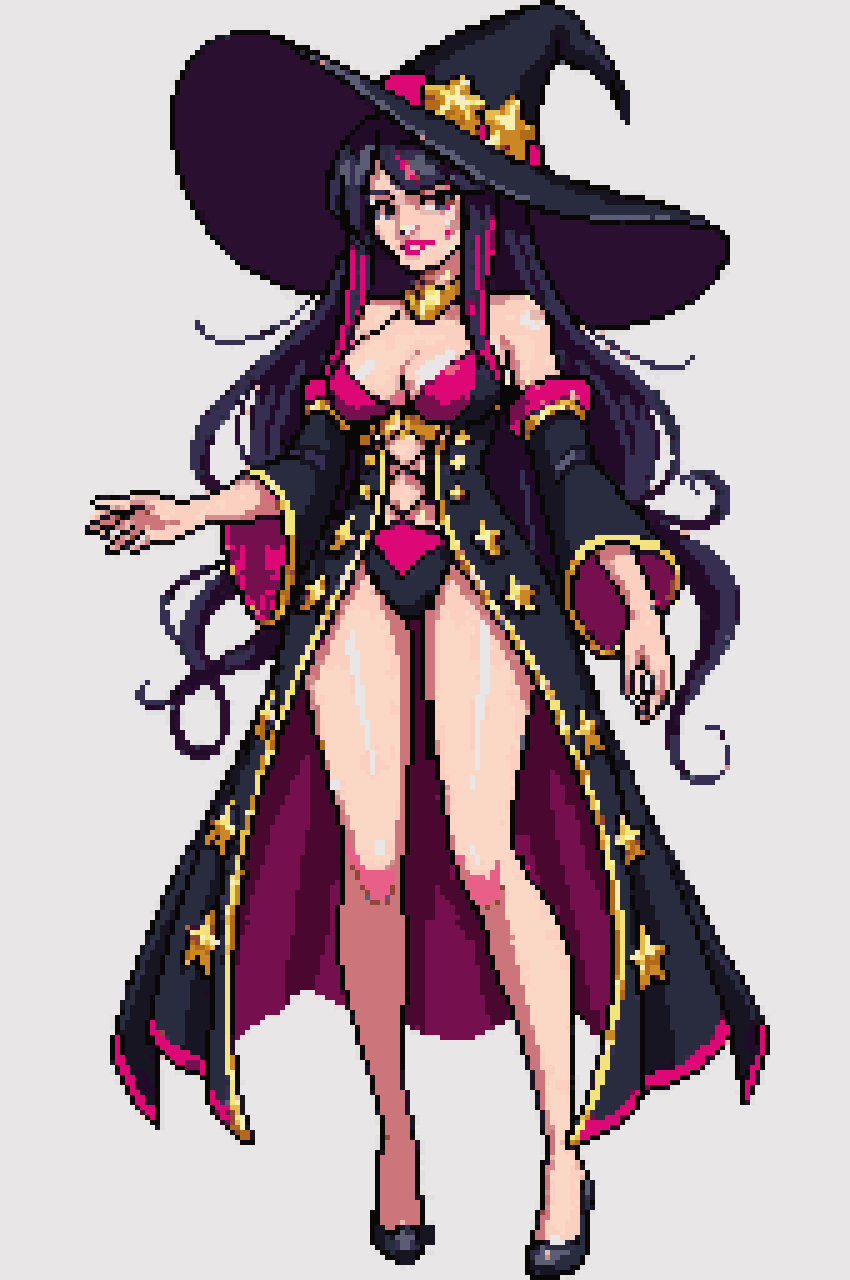 stunning magical girl sorceress pixel art