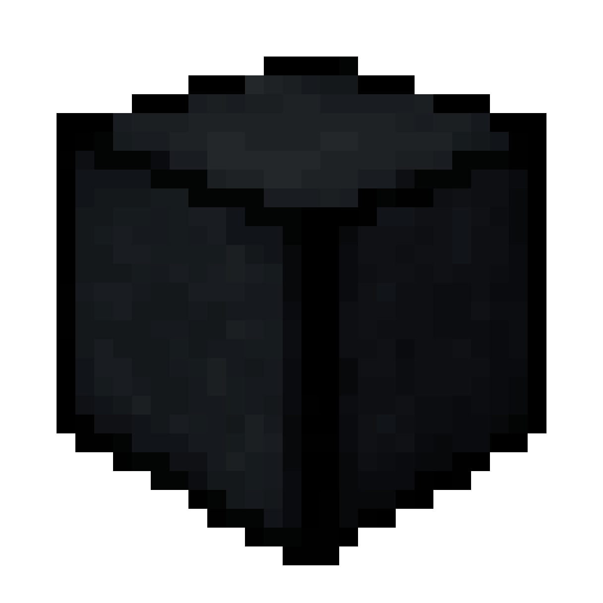 dark gray cube with black outlines pixel art