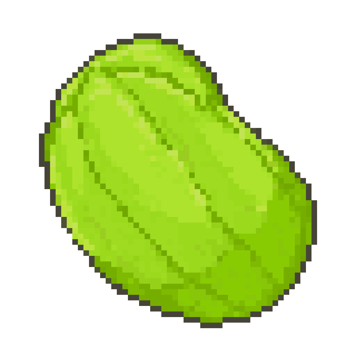 green object with black outlines pixel art