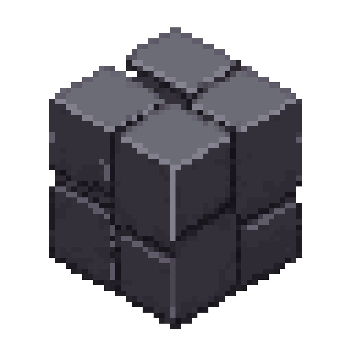 smooth dark gray cube pixel art