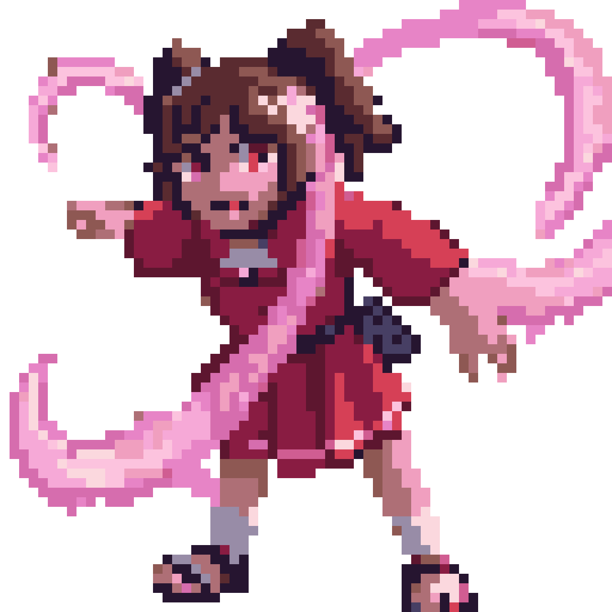 Character protagonist scene: 1girl, solo, pixel art