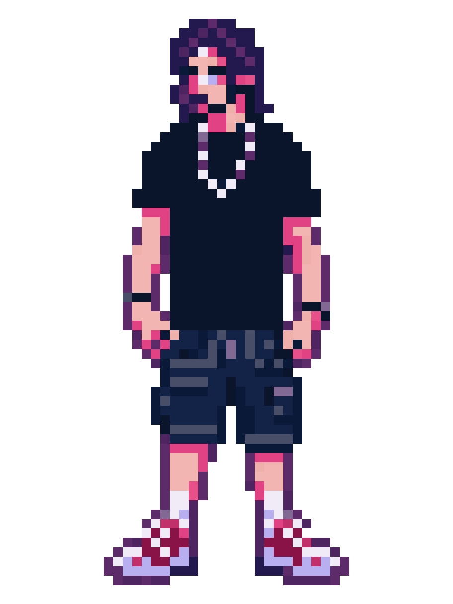 Cool Drummer Man in Grunge Style pixel art